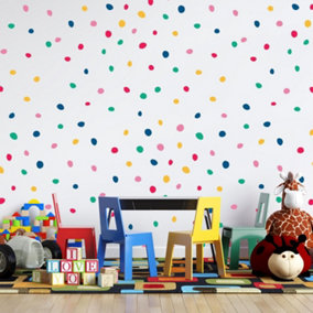Walplus Dalmatian Polka Dots Colourful X 2 Kids Sticker PVC Multicoloured, Red, Blue