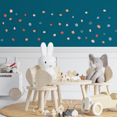 Walplus Dalmatian Polka Dots Natural Blue & Pink Kids Sticker PVC