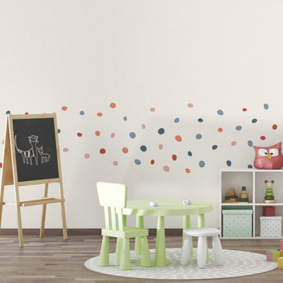Walplus Dalmatian Polka Dots Natural Blue & Pink Kids Sticker PVC - 3
