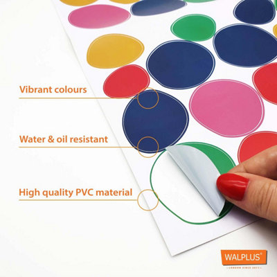Walplus Dalmatian Polka Dots Natural Blue & Pink Kids Sticker PVC - 4