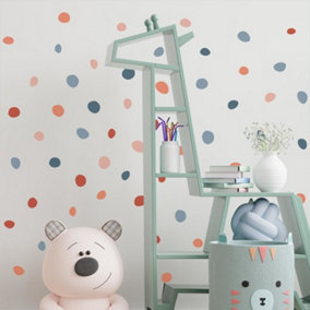 Walplus Dalmatian Polka Dots Natural Blue & Pink X 2 Kids Sticker PVC Multicoloured, Pink, Blue