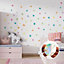Walplus Dalmatian Polka Dots Pastel & Holographic X 5 Kids Sticker Aluminium Film Multicoloured, Pink