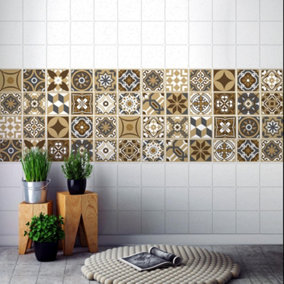 Walplus Dark Bronze Tile Stickers Tiles Backsplash for Kitchen,Room PVC