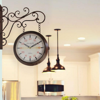 Walplus Double Sides Iron Wall Clock