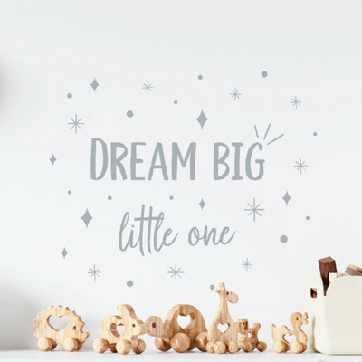 Walplus Dream Big Little One Grey Kids Sticker PVC