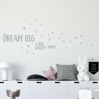 Walplus Dream Big Little One Grey Kids Sticker PVC