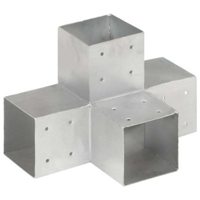 WALPLUS Electro Galvanised 4 Way Post Connector for 101 mm Square Wood ...