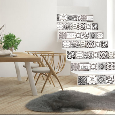 Walplus English Quote Retro Brown Peel and Stick Wall Tiles Sticker - 24Pcs Self Adhesive Stick on Tiles for Kitchen 15x15cm