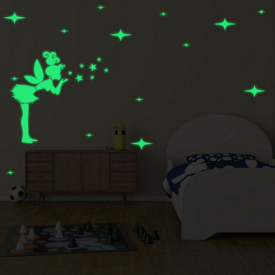 Walplus Fairy And Stars Glowing Vinyl Wall Sticker Decals Arts Home Decorations