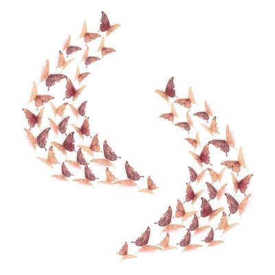Walplus Floral 3D Butterflies Wall Sticker Art Decoration Decals DIY Home Rose Gold PVC