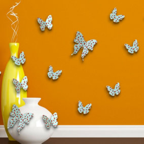Walplus Flower 3D Butterflies Wall Sticker Multicoloured Paper
