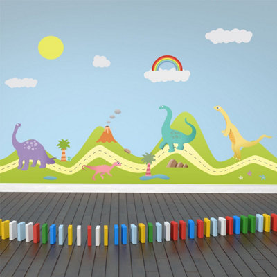 Walplus Forest Happy Dinosaurs Home Wall Stickers Mural Decoration Arts 180Cm X 120Cm Kids Sticker PVC Multicoloured
