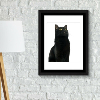 Walplus Framed Art 2in1 Cute Black Cat Poster Self-adhesive Home Decorations DIY Room Decor Gifts for Girls Peel and Stick
