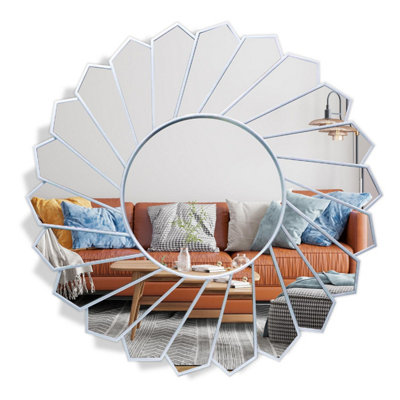 Walplus Geometric Parallelogram Mirror Home Decor Silver PVC