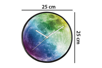 Walplus Glow in Dark Colourful Moon Wall Clock - 25 cm / 9.8 in - 5