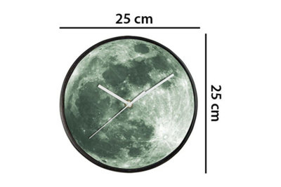 Walplus Glow in Dark Moon Wall Clock - 25 cm / 9.8 in