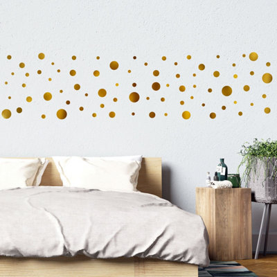 Walplus Gold Metallic Dots Home Decor, Nursery Decor, Big Wall Decor, Wall Stickers Diy Kids Sticker PVC Gold