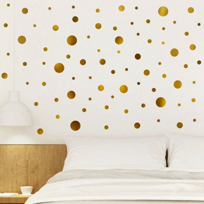 Walplus Gold Metallic Polka Dots X 3 Packs Kids Sticker PVC Gold - 3