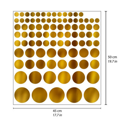 Walplus Gold Metallic Polka Dots X 3 Packs Kids Sticker PVC Gold - 6