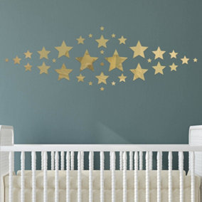 Walplus Gold Stars Mirror Art Wall Sticker Mural Art Decals Home Decoration - 136pcs