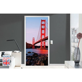 Walplus Golden Gate Bridge Door Mural Self-Adhesive Decoration Decals Living Room Diy