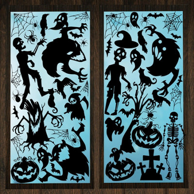 Walplus Halloween Black Spooky Creatures Window Clings PVC