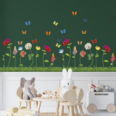 Walplus Happy Garden With Butterflies Kids Sticker PVC Multicoloured