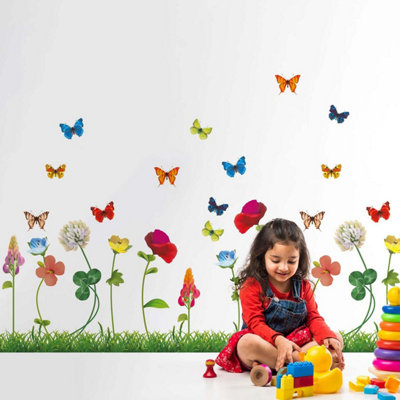 Walplus Happy Garden With Butterflies Kids Sticker PVC Multicoloured - 3