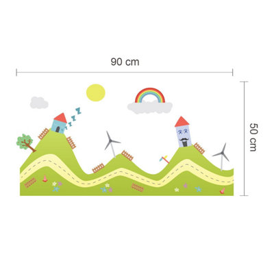 Walplus Happy Hills Wall Stickers Decoration Mural Nursery Children Decal 90Cm X 80Cm Kids Sticker PVC Multicoloured - 3
