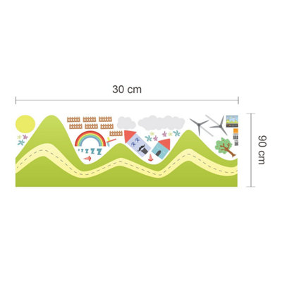 Walplus Happy Hills Wall Stickers Decoration Mural Nursery Children Decal 90Cm X 80Cm Kids Sticker PVC Multicoloured - 4