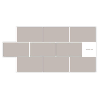 Walplus Harbor Grey Metro Flat 2D Peel and Stick Wall Tiles Stickers - 36Pcs 28.5x14cm Self Adhesive Stick on Tiles for Kitchen