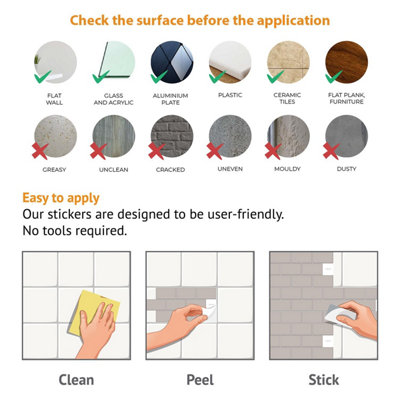 Walplus Harbor Grey Metro Flat 2D Tile Stickers (12Pcs) - 6
