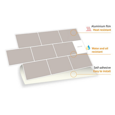 Walplus Harbor Grey Metro Flat 2D Tile Stickers (12Pcs) - 7