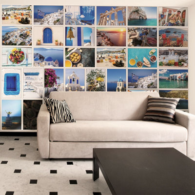 Walplus HD Greece Collage Mural Self-adhesive Wallpaper Home Decorations 180cm x 120cm