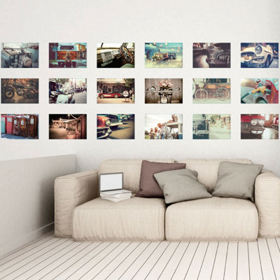 Walplus HD Vintage Vehicle Collage Mural Decals Home Self-adhesive Wallpaper 180x120cm