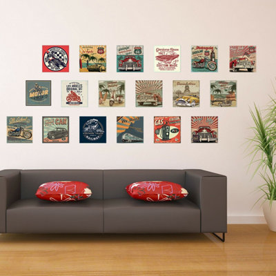 Walplus HD Vintage Vehicle Collage Mural Decals Home Self-adhesive Wallpaper 180x120cm - 4