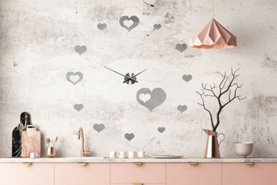 Walplus Hearts Mirror Wall Clock