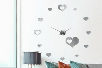 Walplus Hearts Mirror Wall Clock - 3
