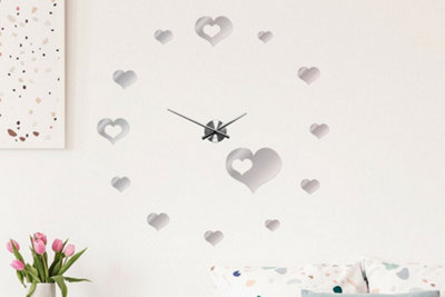Walplus Hearts Mirror Wall Clock - 1