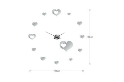 Walplus Hearts Mirror Wall Clock - 5