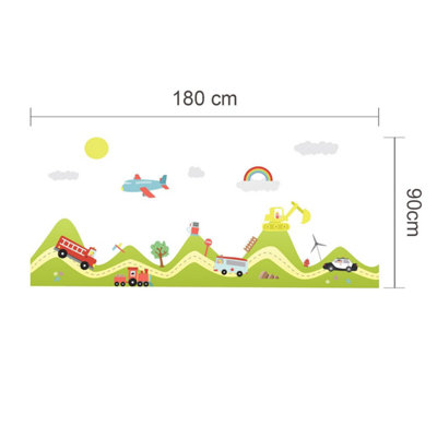 Walplus Hill Transport Cars Home Family Decoration Wall Sticker Mural Art 180Cm X 120Cm Kids Sticker PVC Multicoloured - 3