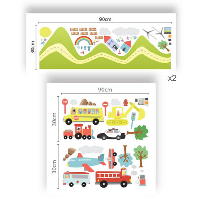 Walplus Hill Transport Cars Home Family Decoration Wall Sticker Mural Art 180Cm X 120Cm Kids Sticker PVC Multicoloured - 4