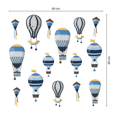 Walplus Hot Air Balloons Kids Sticker PVC Blue - 4