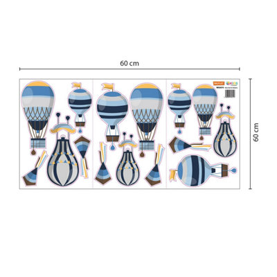 Walplus Hot Air Balloons Kids Sticker PVC Blue - 5