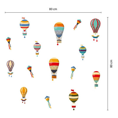 Walplus Hot Air Balloons Kids Sticker PVC Multicoloured - 4