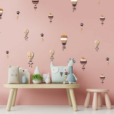 Walplus Hot Air Balloons Kids Sticker PVC Pink
