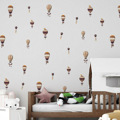 Walplus Hot Air Balloons Kids Sticker PVC Pink - 3
