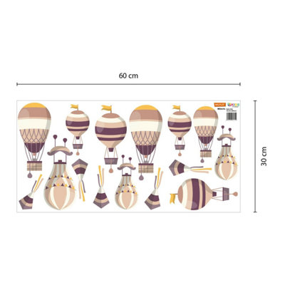 Walplus Hot Air Balloons Kids Sticker PVC Pink - 5