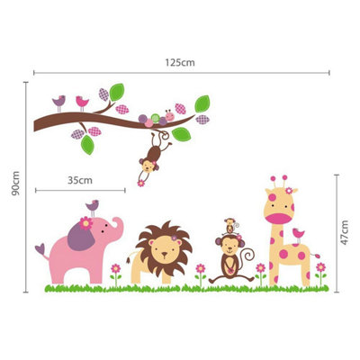 Walplus Huge Elephant And Friends Wall Sticker Art Decoration Bedroom Decals Living Room Kids Sticker PVC Multicoloured - 3