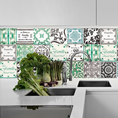Walplus Hunter Green and Grey Combo Mix Tile Stickers Price Comparisons | Compare The Build